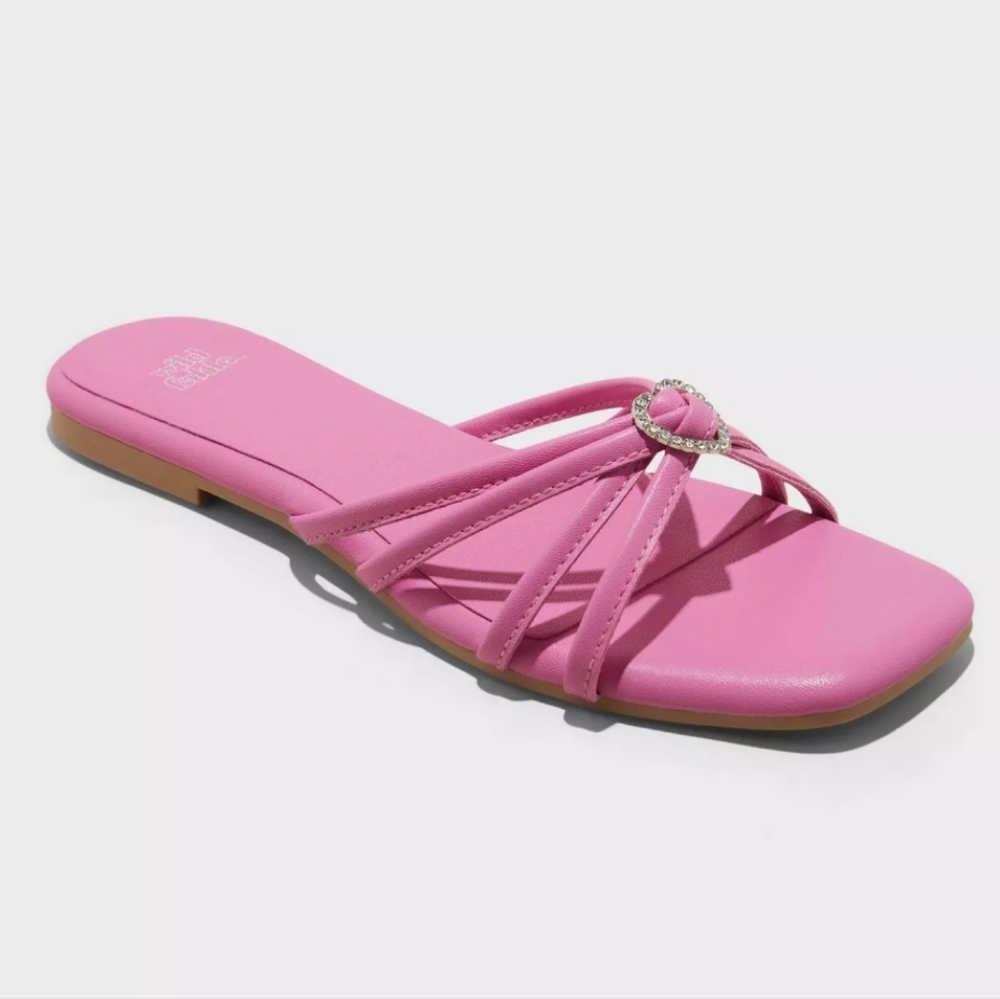 *Women's Tanya Strappy Heart Slide Sandals, Pink, Sz 9.5